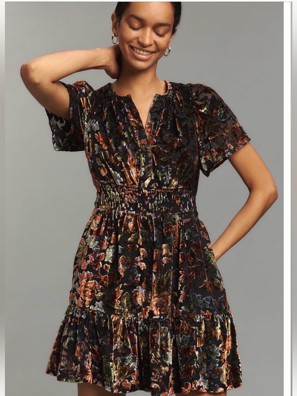 ANTHROPOLOGIE THE SOMERSET VELVET MINI DRESS